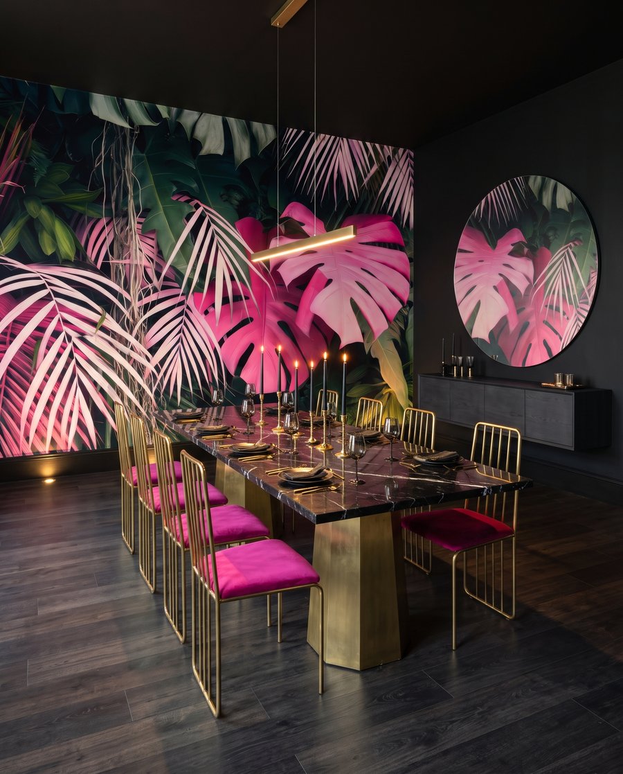 Rosa Blätter mit Tiefe in einem Interieur