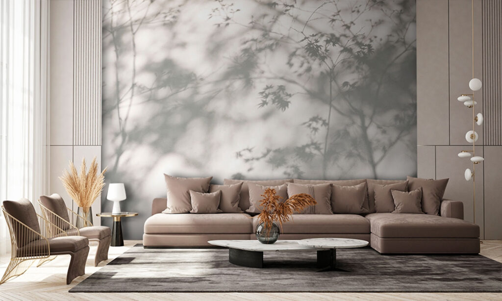 Blattschatten wie ein Schleier in einem Interieur