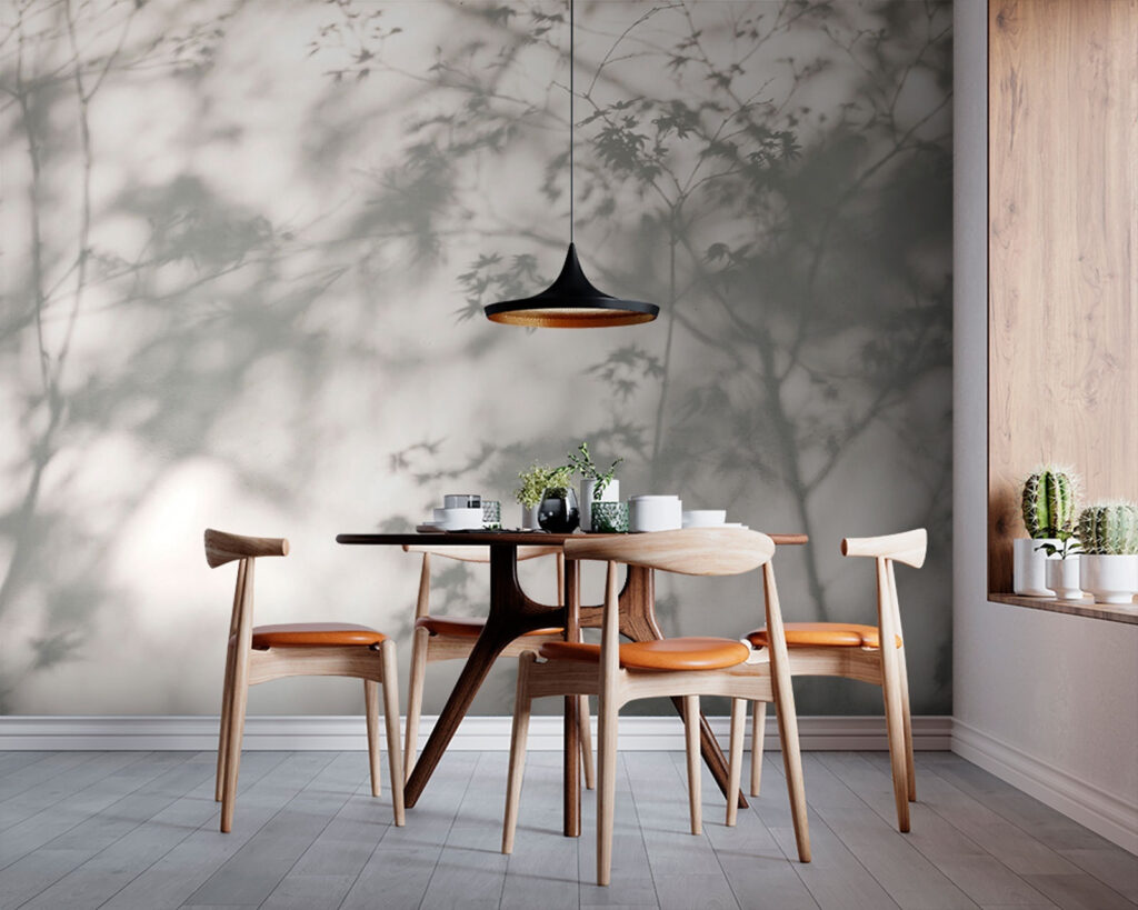 Blattschatten wie ein Schleier in einem Interieur
