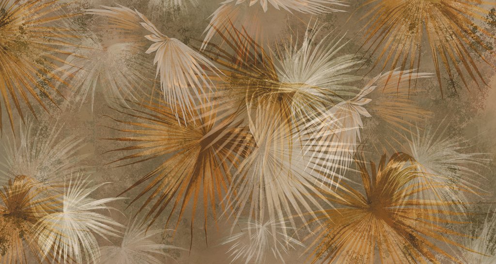 Sandfarbene Palmfächer — ganzes Design