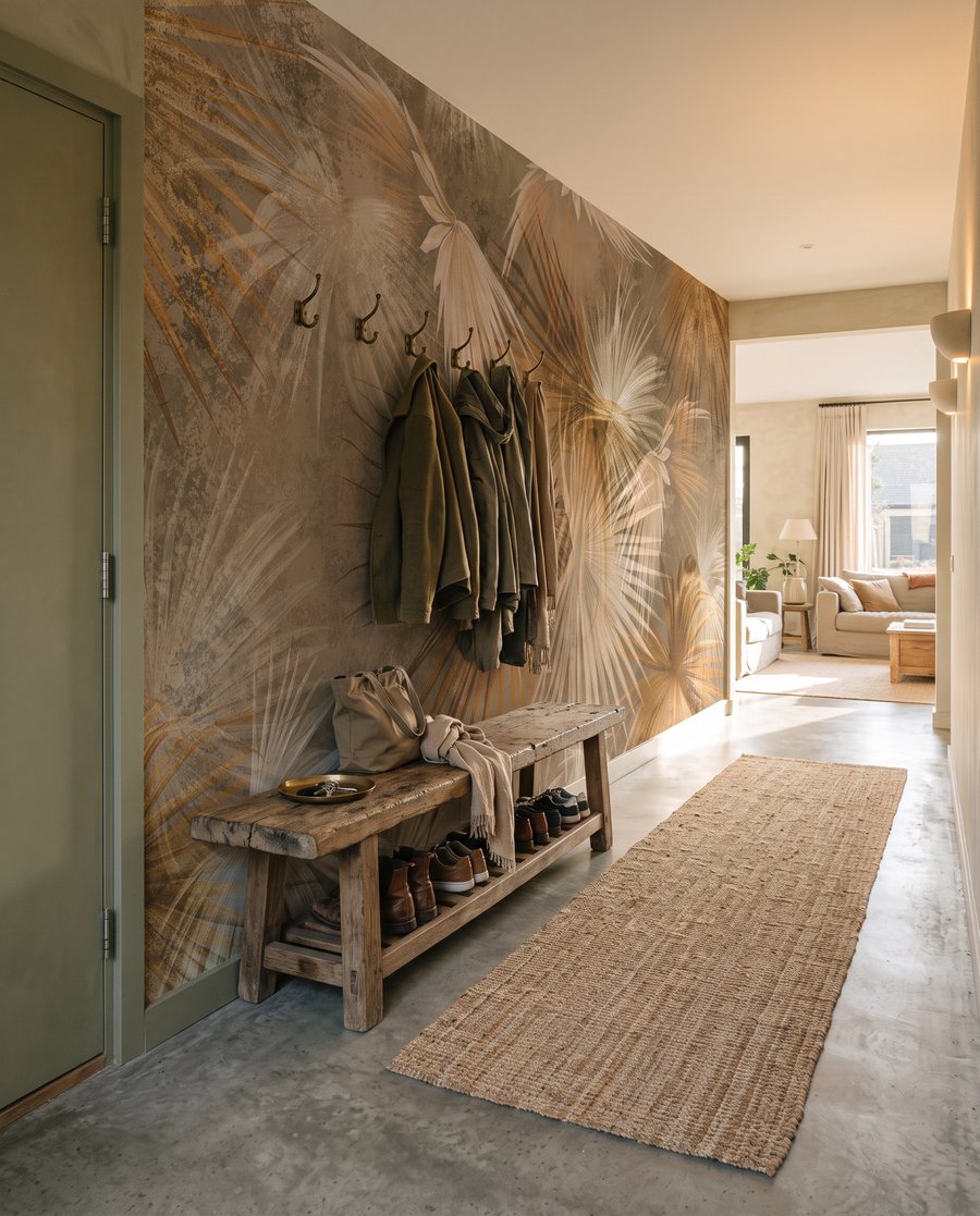Sandfarbene Palmfächer — Interieur 4