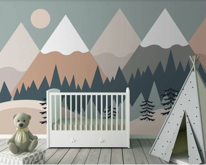 Berge und Wald in einem Interieur