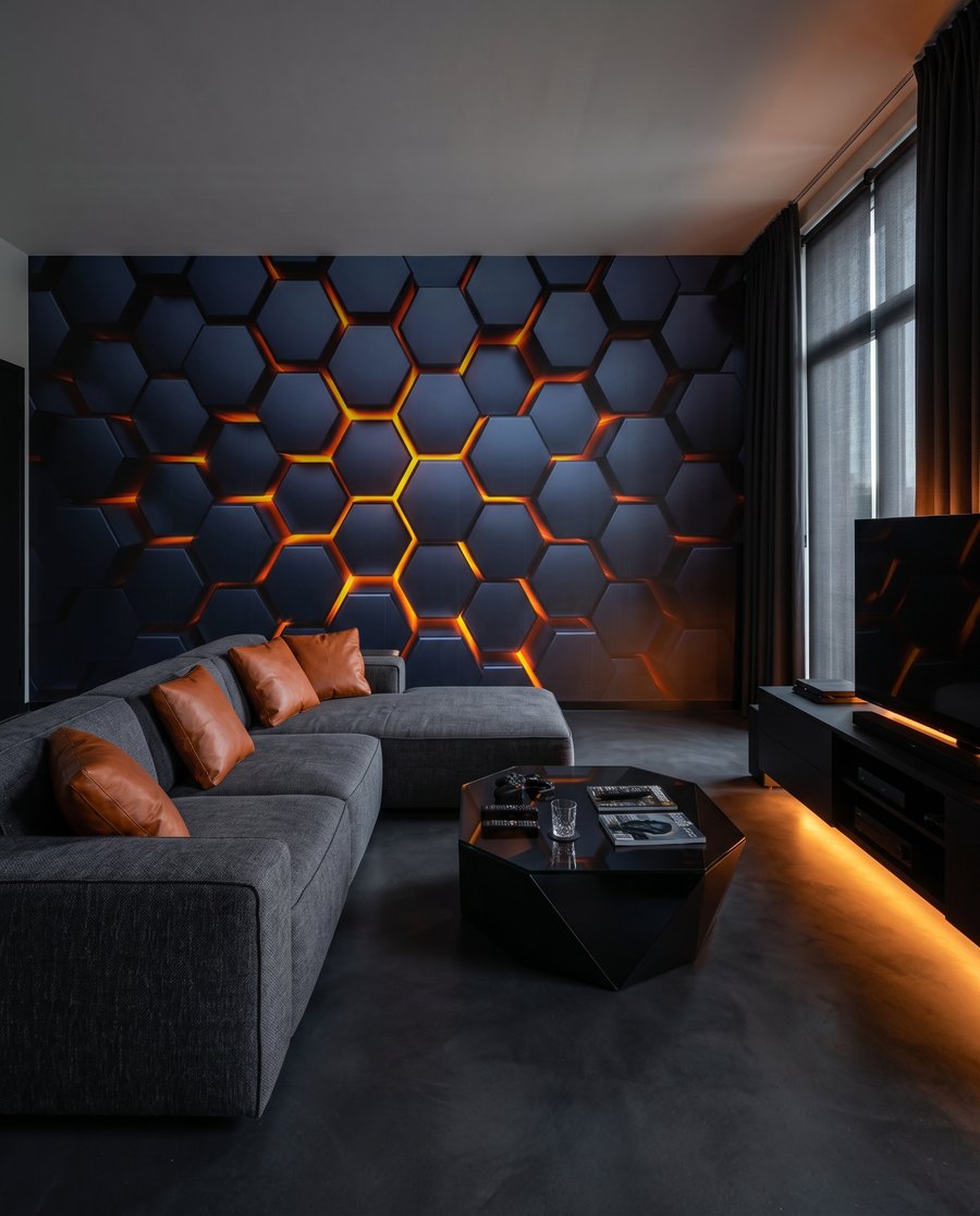 Leuchten zwischen blauen Sechsecken — Interieur 3