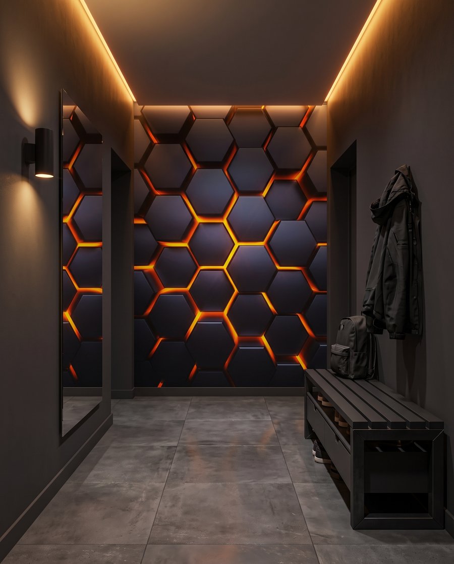 Leuchten zwischen blauen Sechsecken — Interieur 4