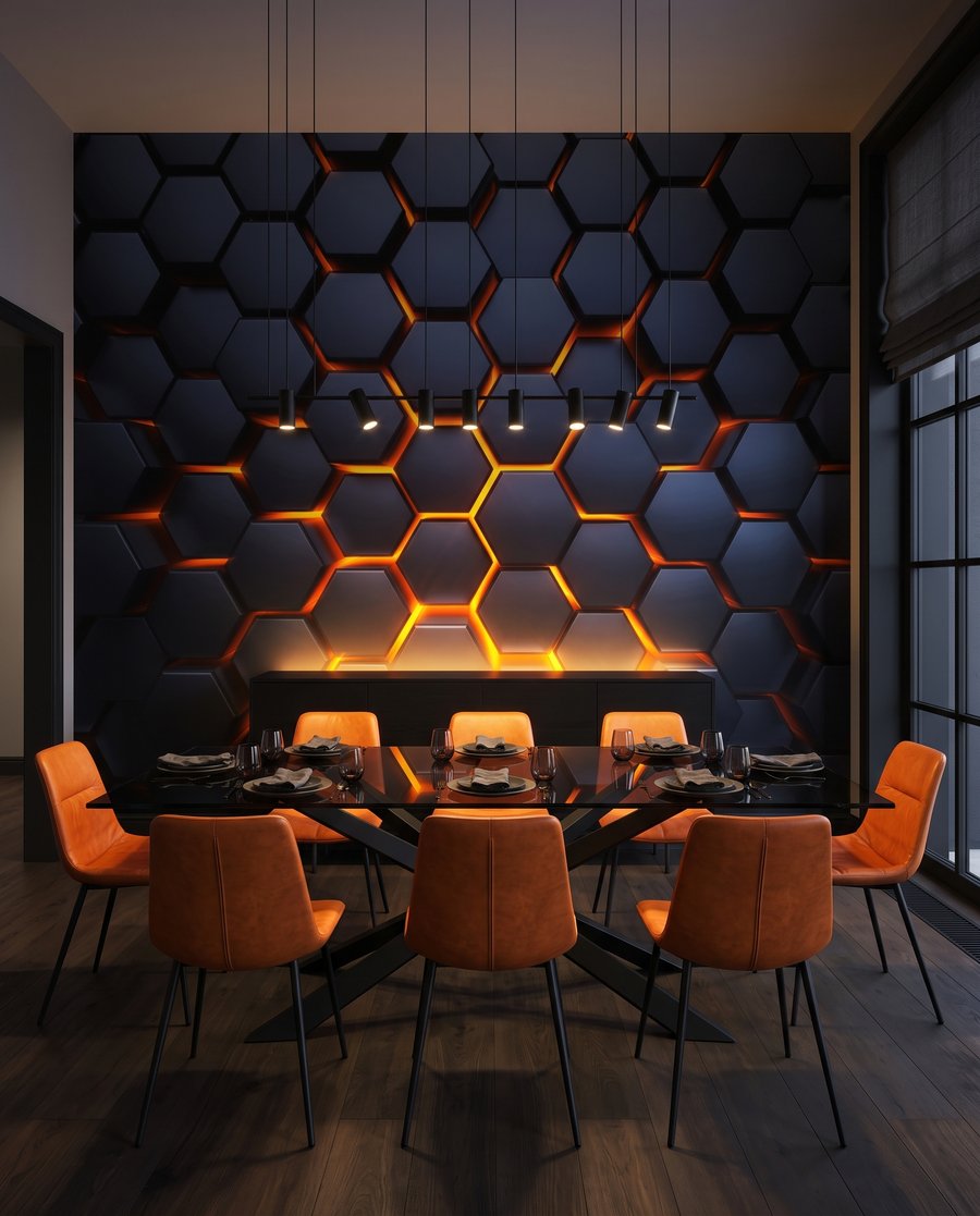 Leuchten zwischen blauen Sechsecken — Interieur 5