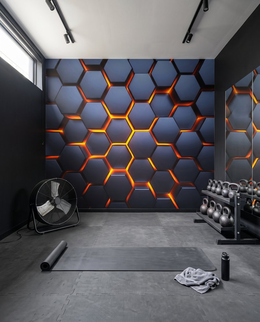 Leuchten zwischen blauen Sechsecken — Interieur 6