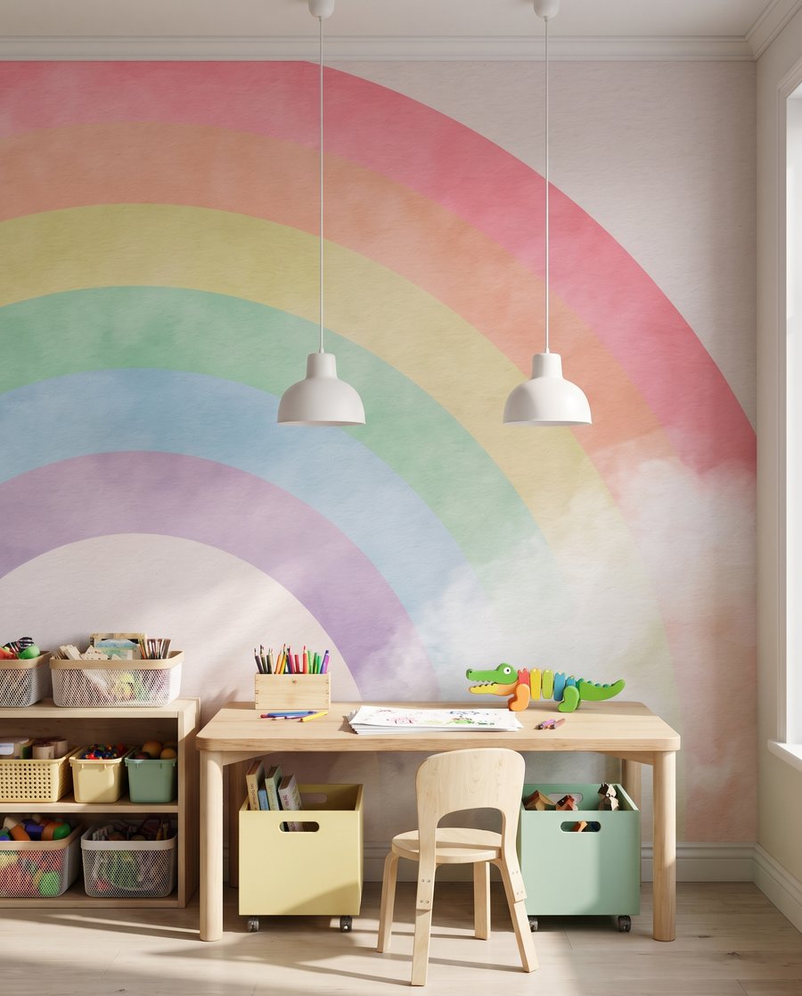 Regenbogen in sanftem Aquarell in einem Interieur