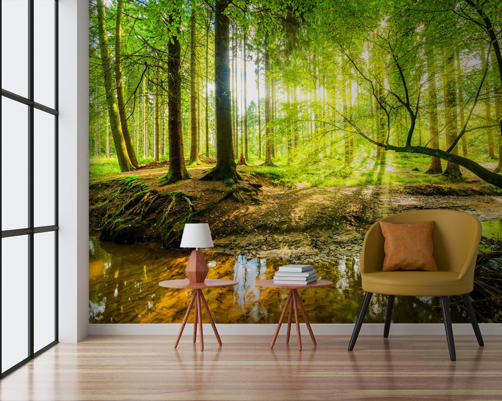 Lichtspiel am Waldbach in einem Interieur