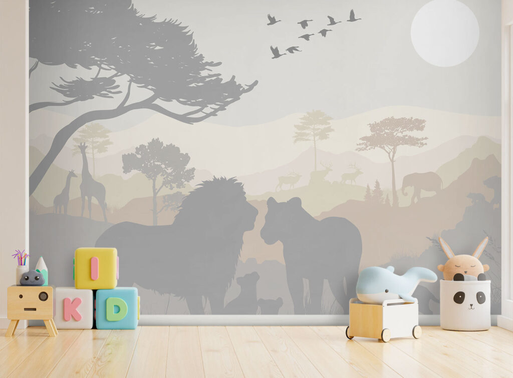 Tiersilhouetten in einem Interieur