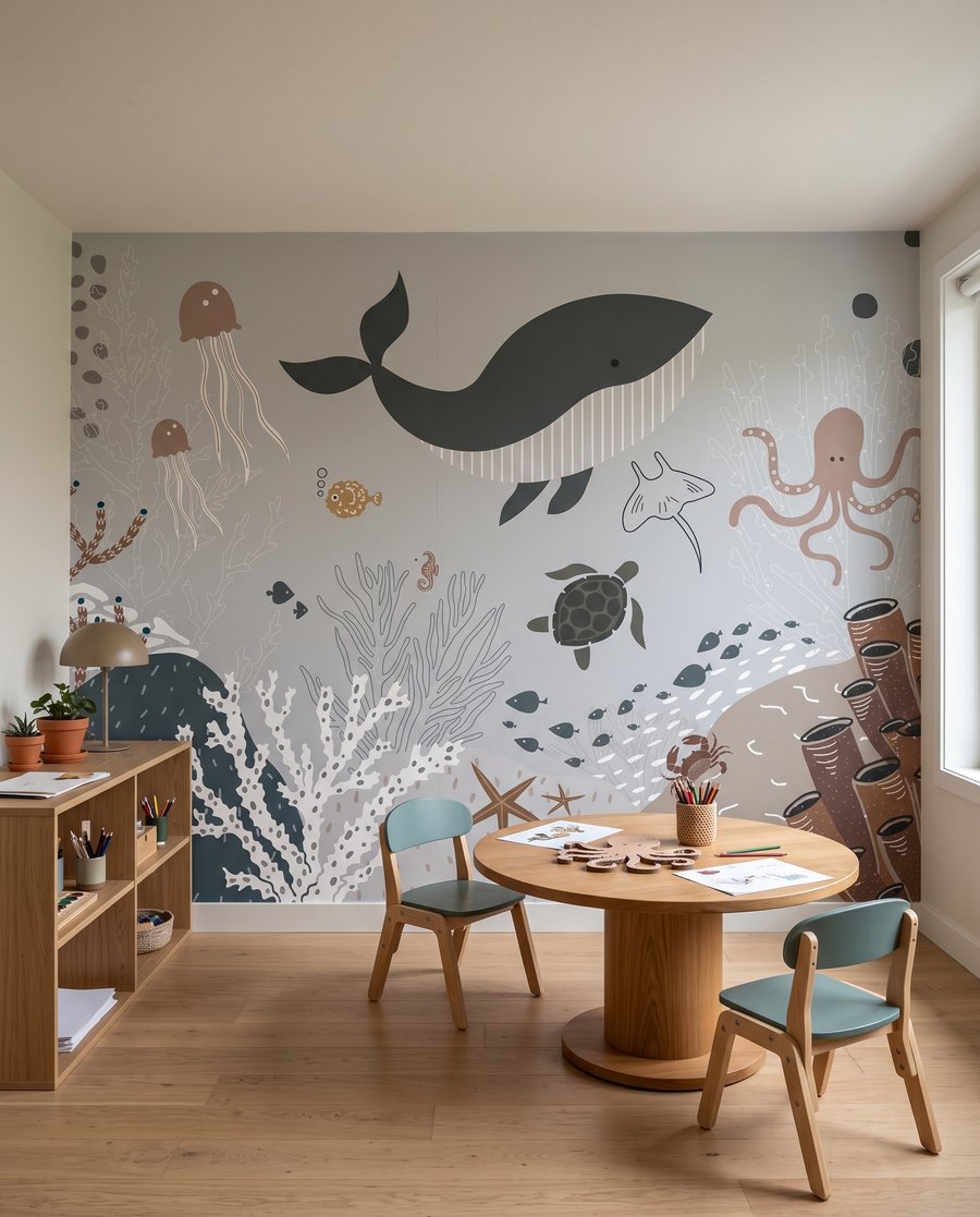 Sanfter Unterwassergarten in einem Interieur
