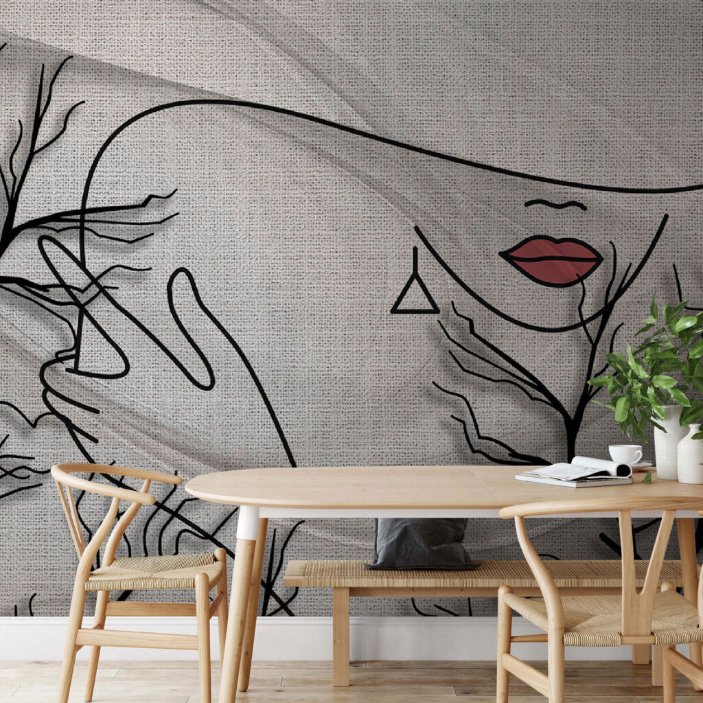 Gesicht zwischen Zweigen in einem Interieur
