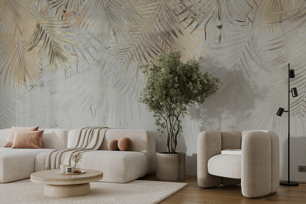 Palmwedel über verwitterten Schichten — Interieur 5