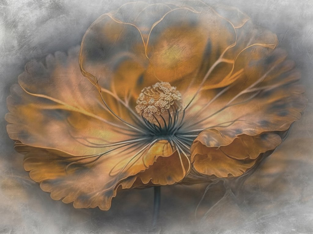 Blüte im Bernsteinlicht — ganzes Design