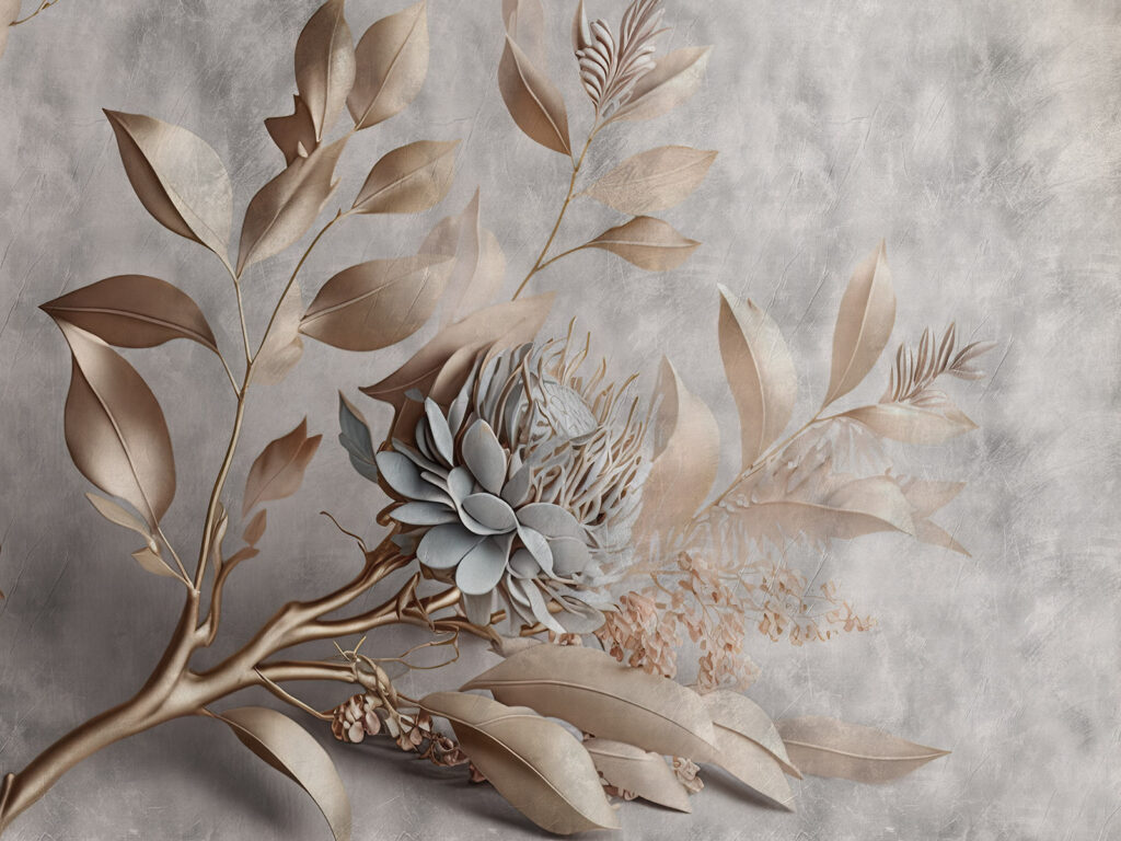 Zarte Blüte mit Blättern — ganzes Design