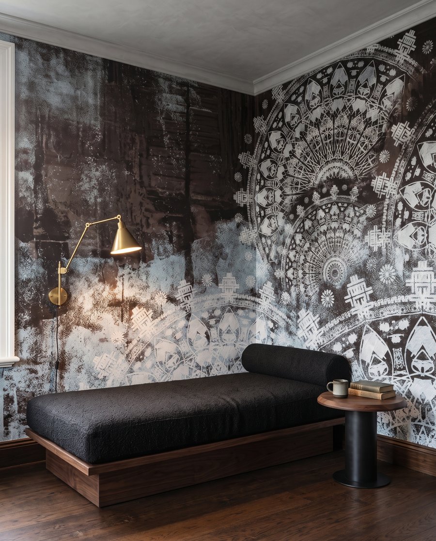 Spitzenkreise auf Farbspuren in einem Interieur