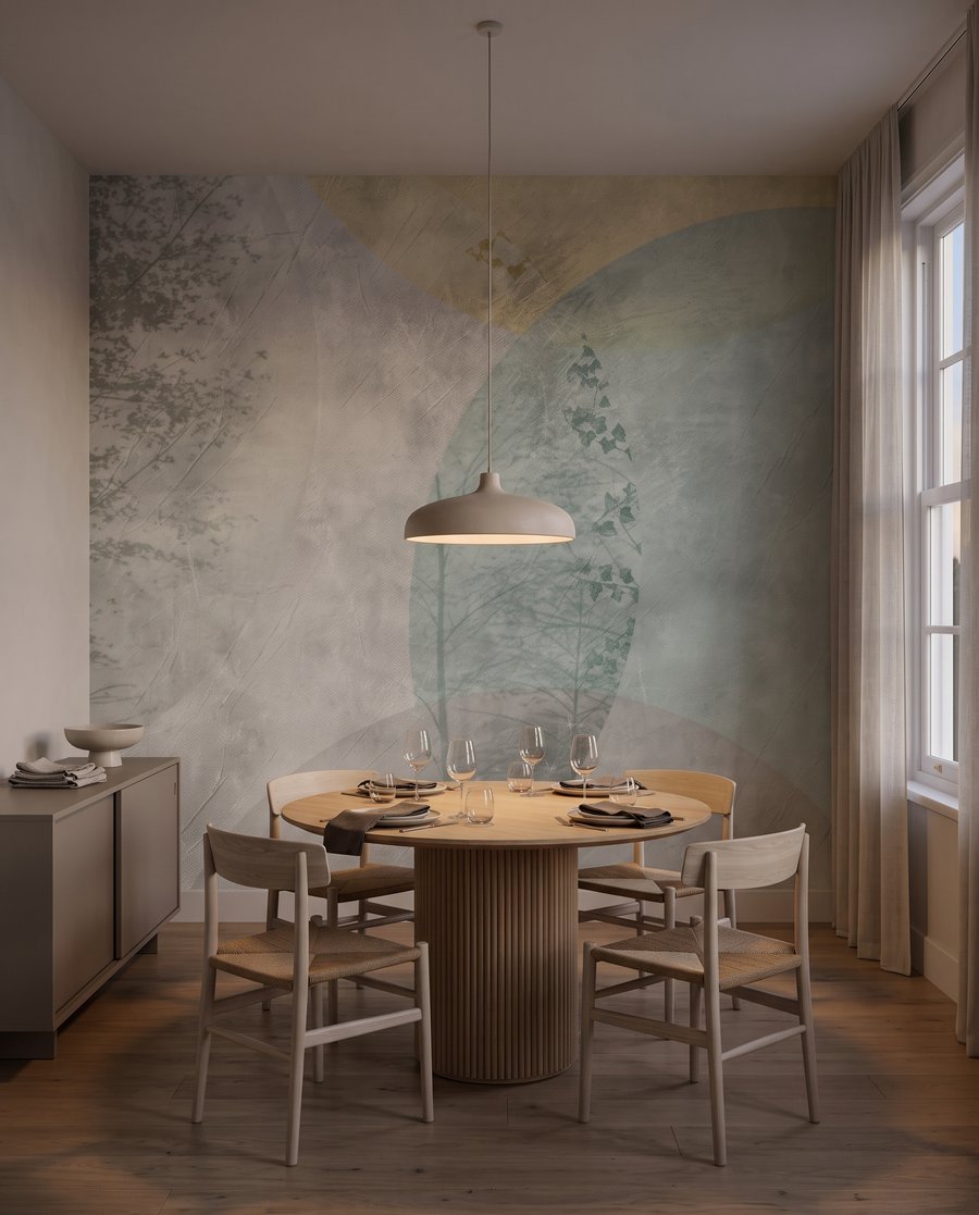 Kreise in verwittertem Pastell in einem Interieur