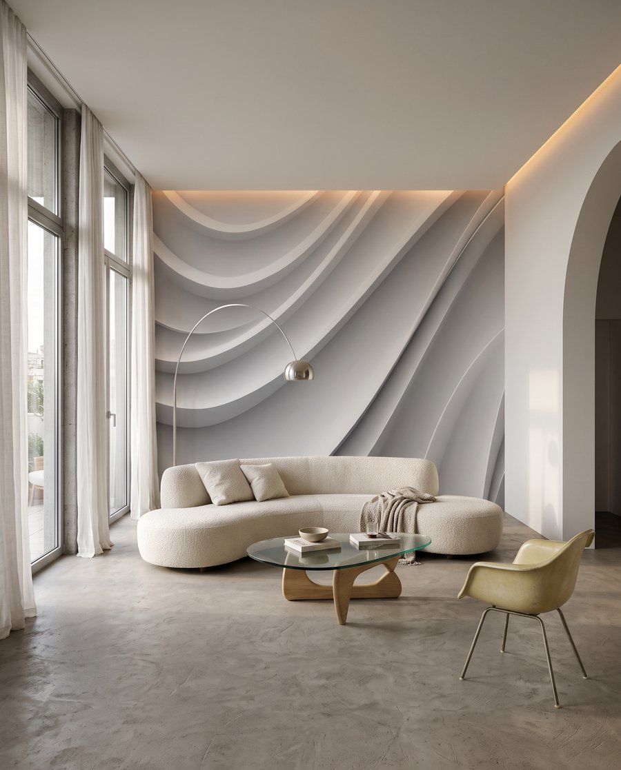 Fließende weiße Falten — Interieur 2