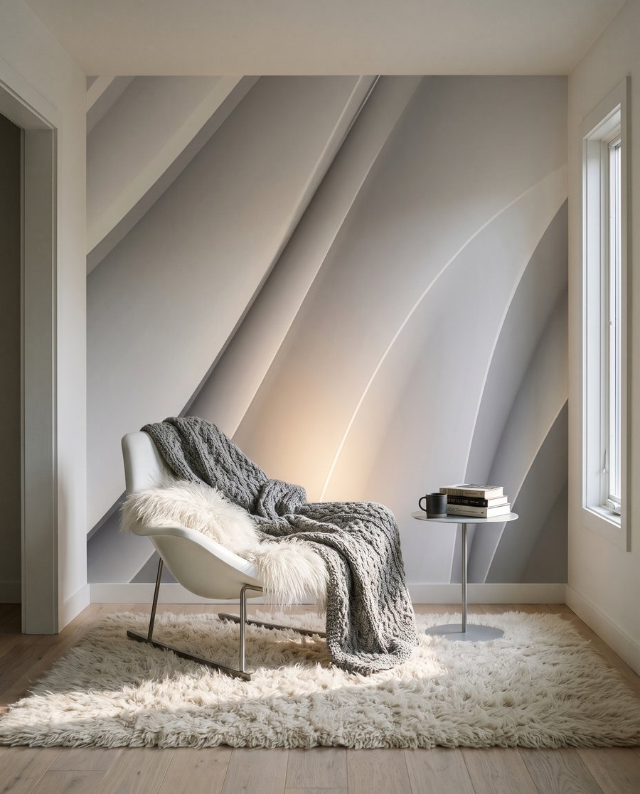 Fließende weiße Falten — Interieur 3