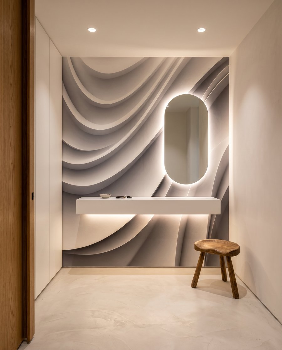 Fließende weiße Falten — Interieur 5