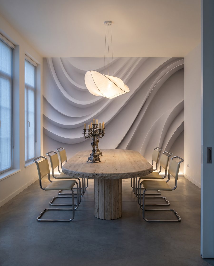 Fließende weiße Falten — Interieur 7