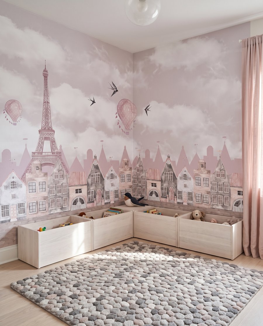Rosa Häuser unter Wolken — Interieur 4