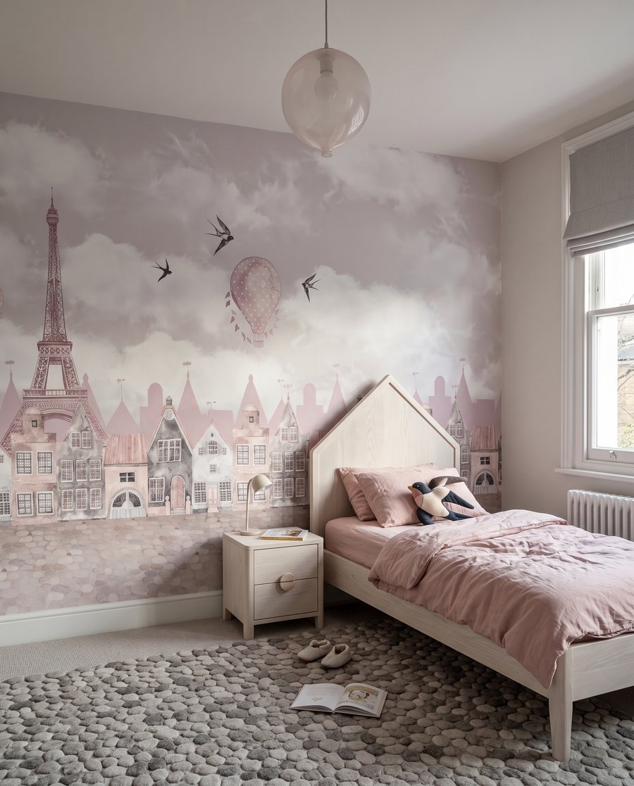 Rosa Häuser unter Wolken — Interieur 3