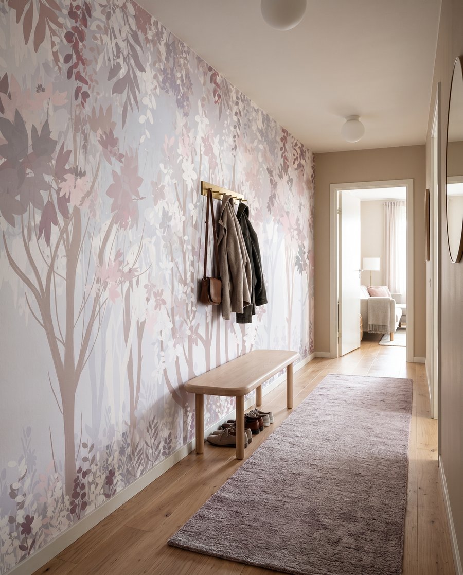 Blassrosa Stämme und Waldblumen — Interieur 4
