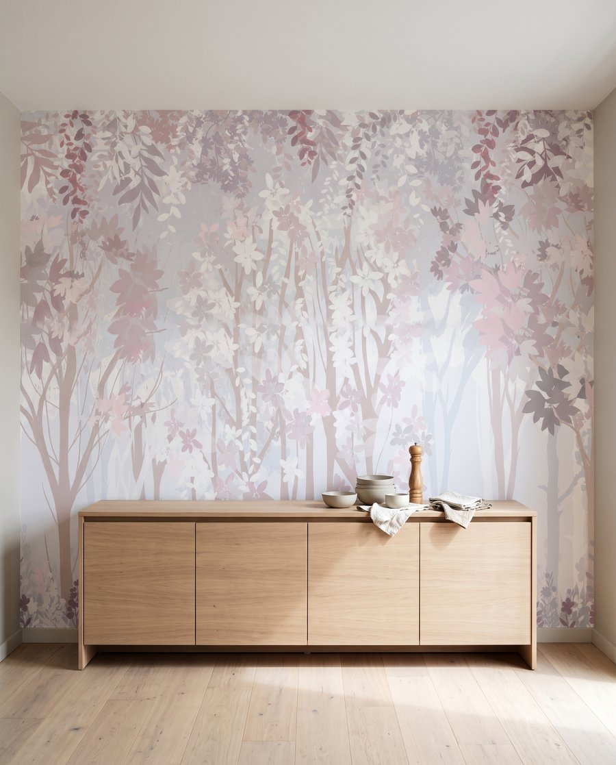 Blassrosa Stämme und Waldblumen — Interieur 6