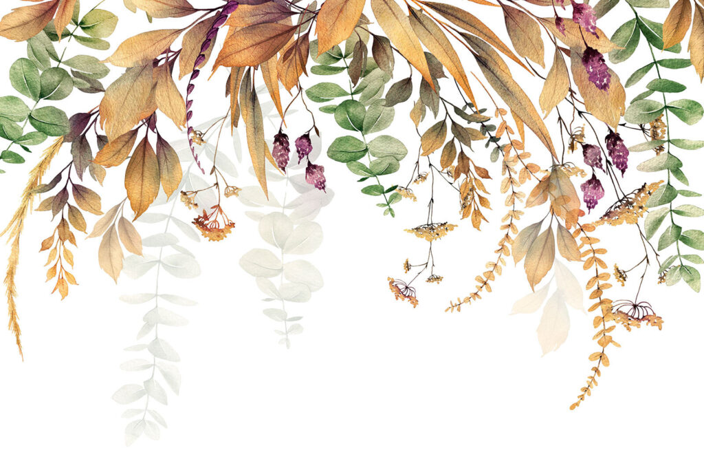 Botanische Eleganz auf Weiß — ganzes Design