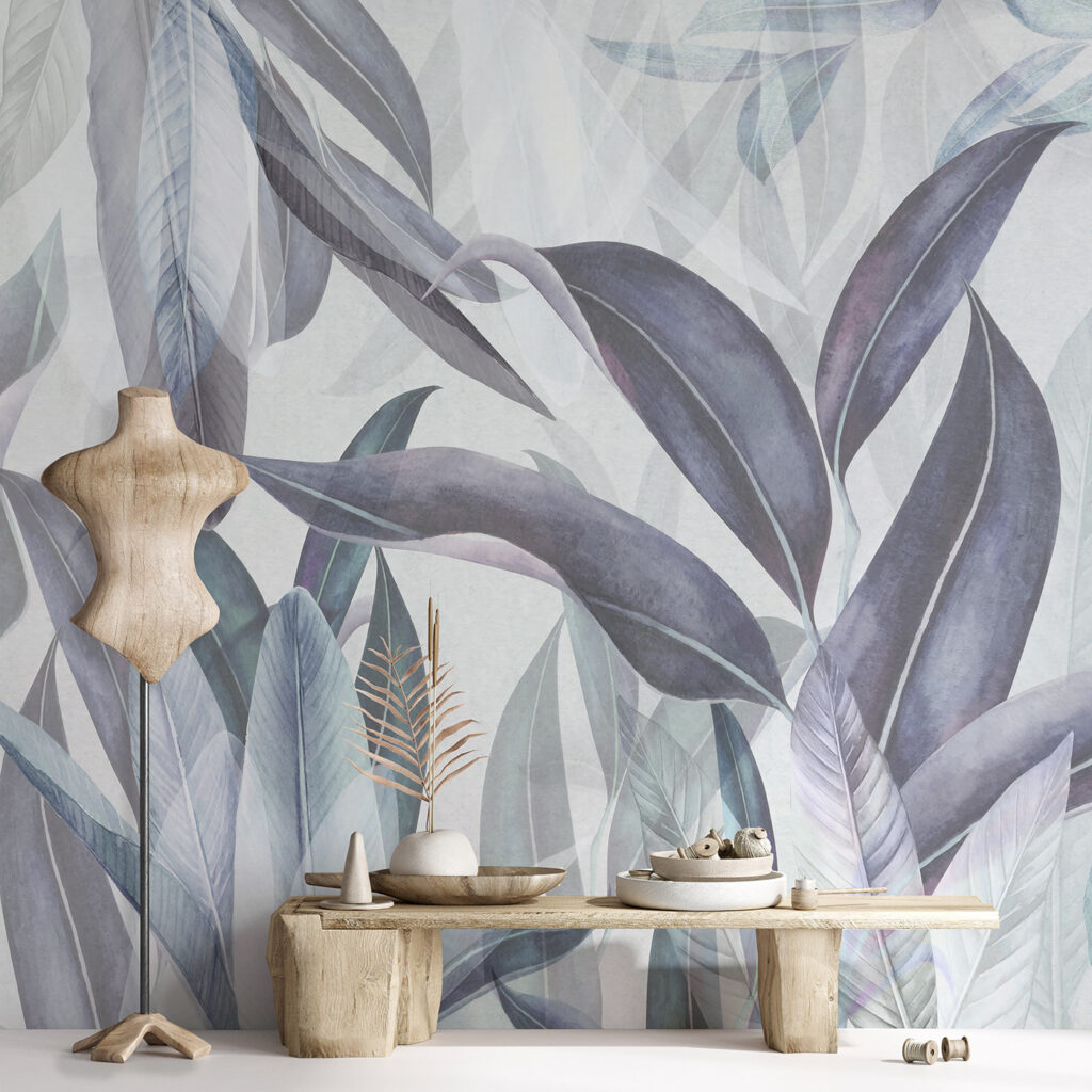 Lange Blätter in Pastelltönen in einem Interieur