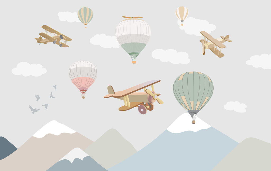 Ballons über den Bergen — ganzes Design
