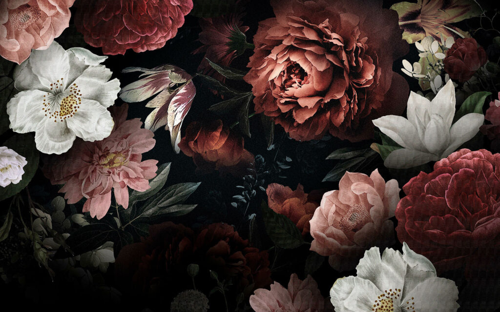 Blüten aus tiefem Schatten — ganzes Design