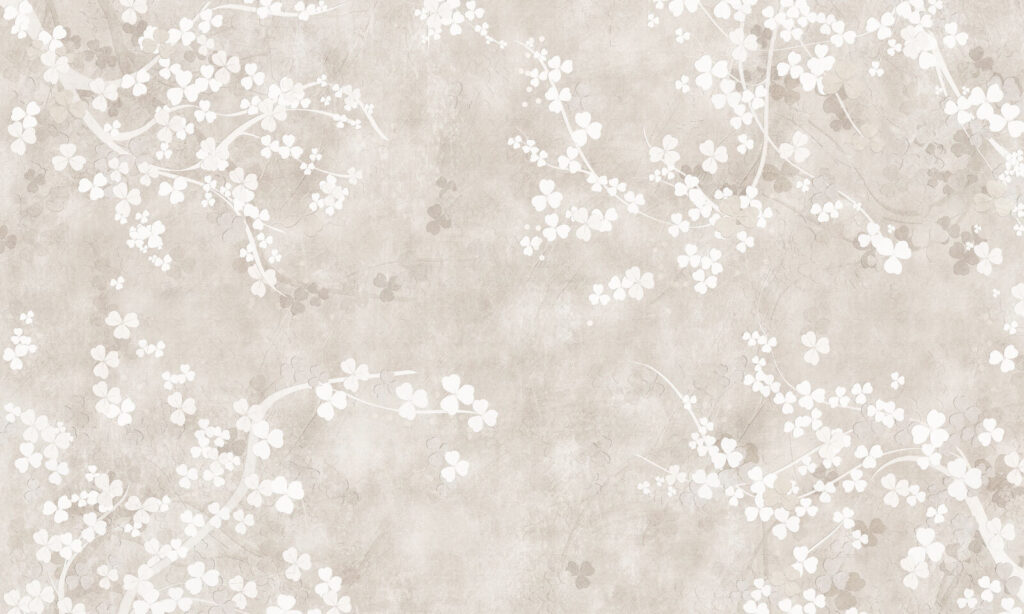 Weiße Blüten auf Patina — ganzes Design