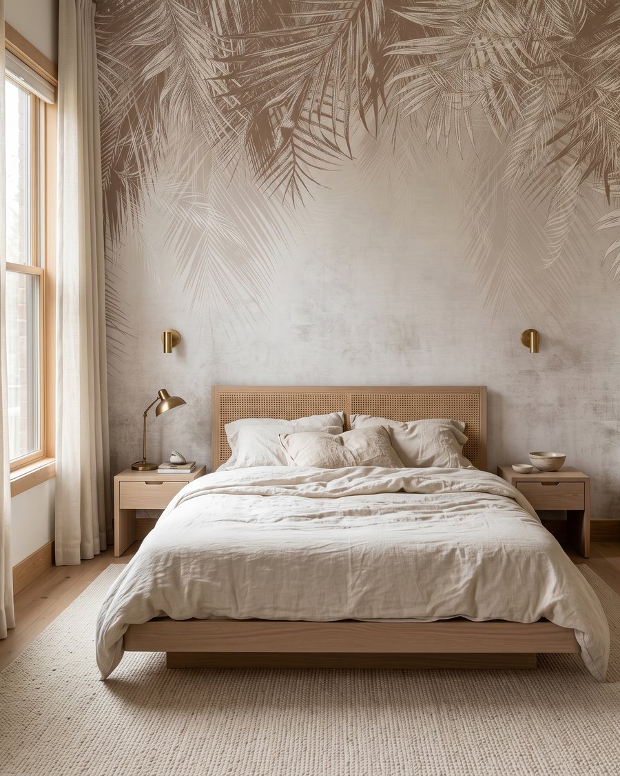 Palmzweige mit Lichtblicken in einem Interieur