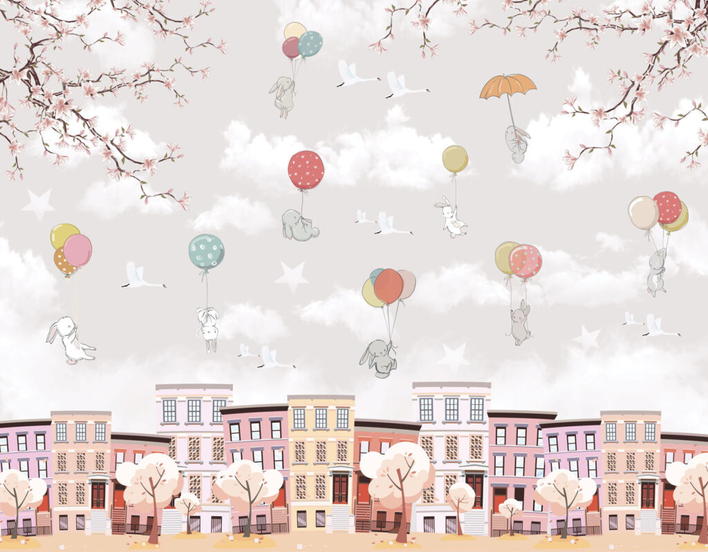 Städtchen mit Ballons — ganzes Design