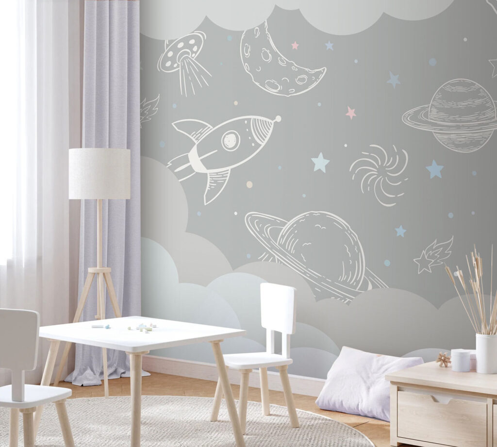 Weltraumskizzen über grauen Wolken — Interieur 2