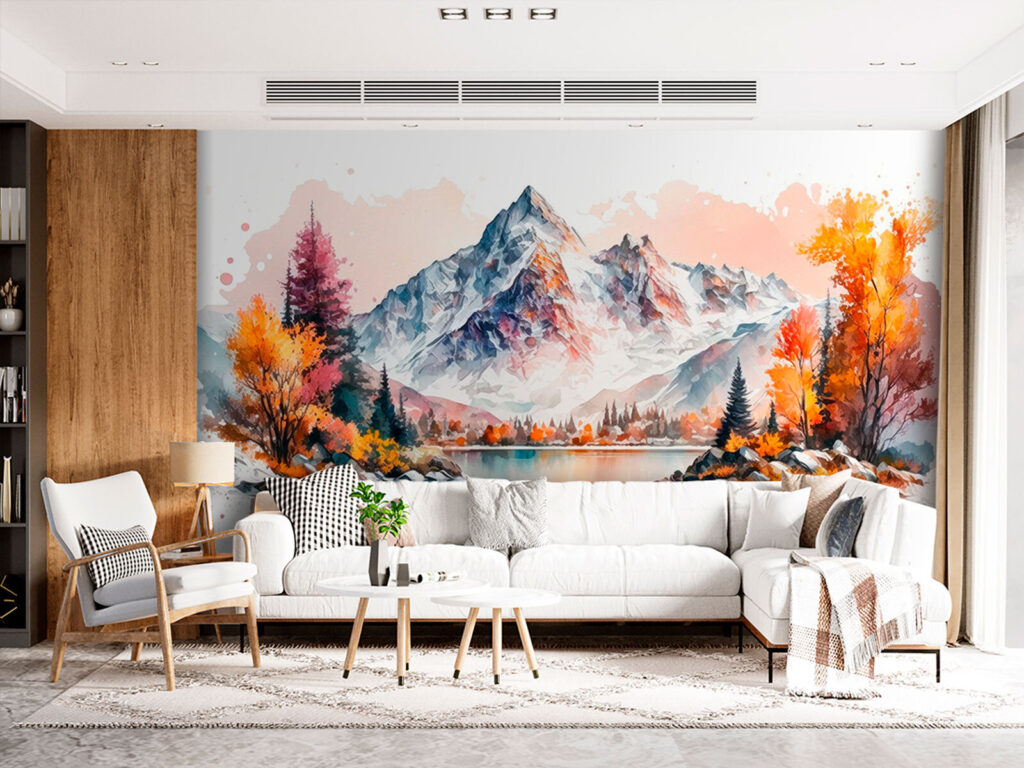 Herbstfarben am Bergsee in einem Interieur