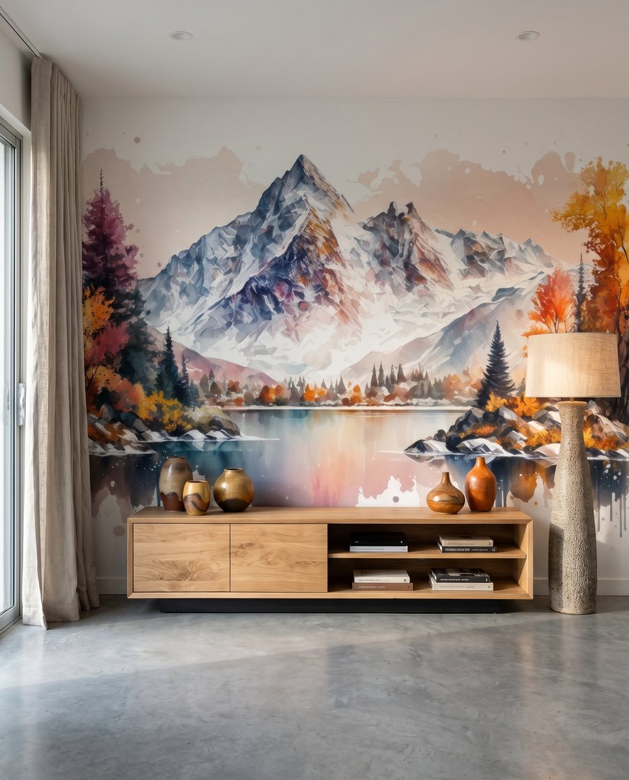 Herbstfarben am Bergsee in einem Interieur