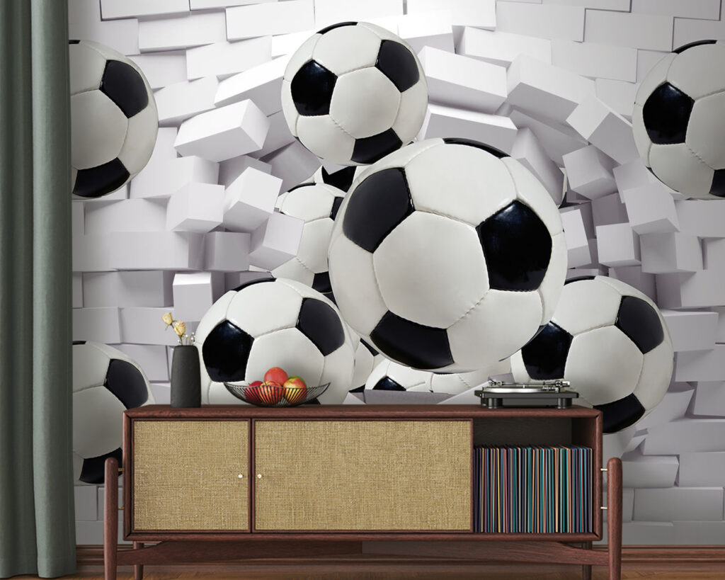 Fußbälle durchbrechen Mauern — Interieur 2