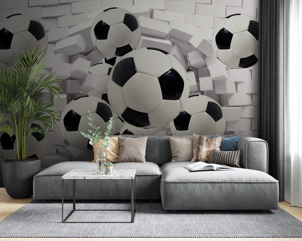 Fußbälle durchbrechen Mauern — Interieur 1