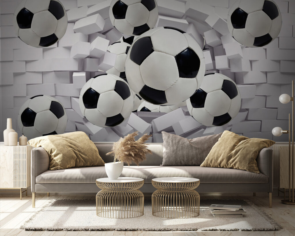 Fußbälle durchbrechen Mauern — Interieur 4