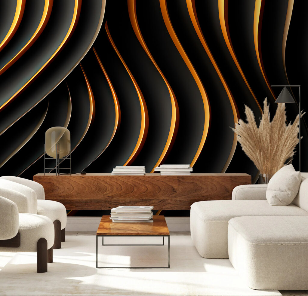 Schwarz-orange Wellenlinien — Interieur 1