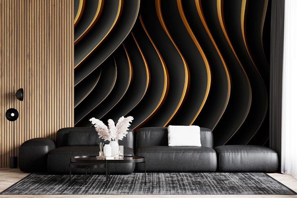 Schwarz-orange Wellenlinien — Interieur 6