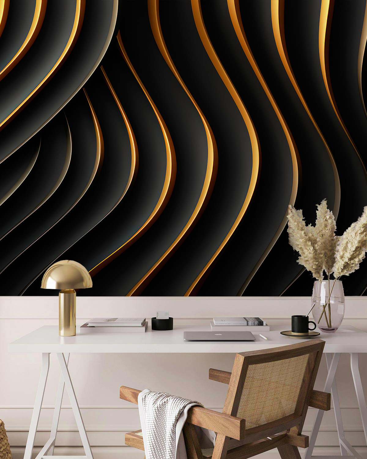 Schwarz-orange Wellenlinien — Interieur 4