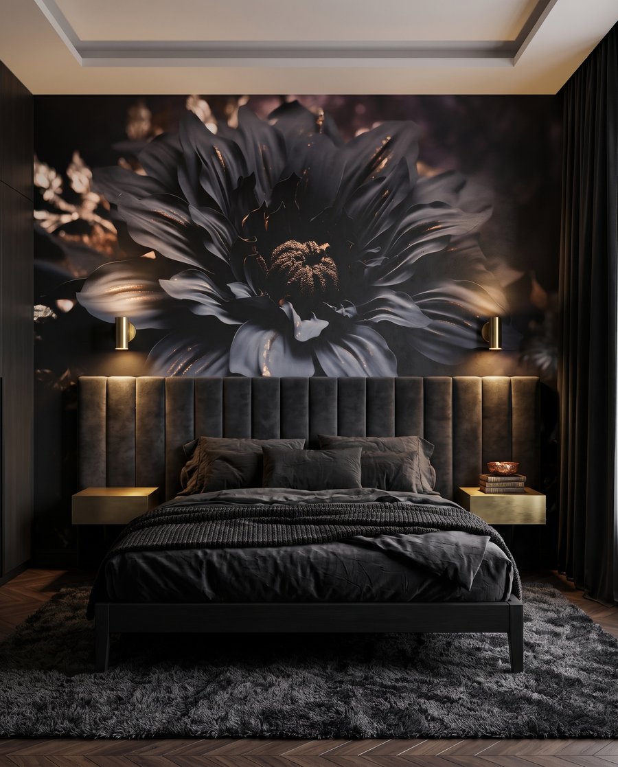 Blüte in Nachtblau in einem Interieur