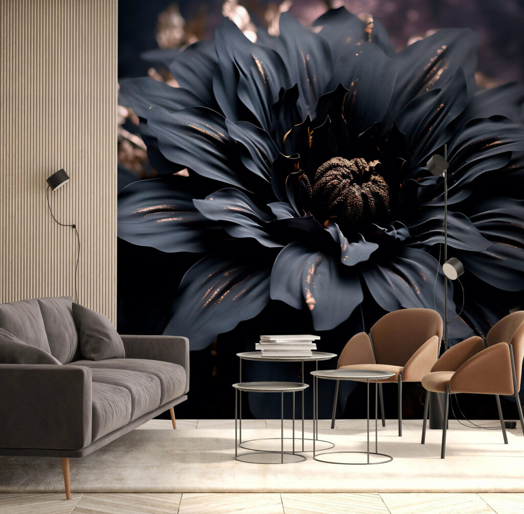 Blüte in Nachtblau in einem Interieur