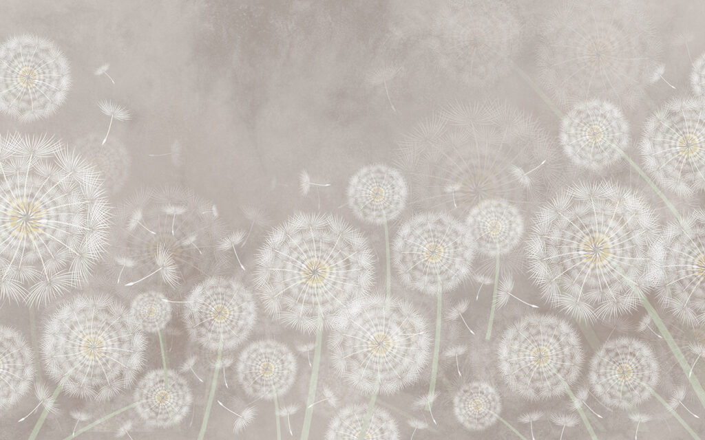 Verstreute Pusteblumen — ganzes Design