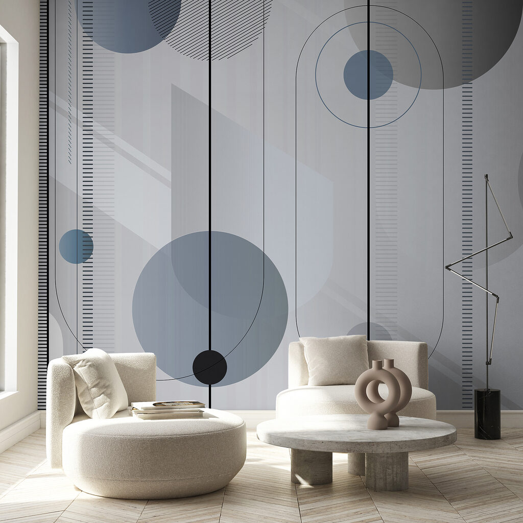 Kreise und feine Streifen in einem Interieur