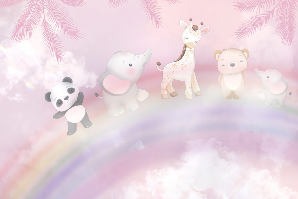 Tiere auf dem Regenbogen — ganzes Design