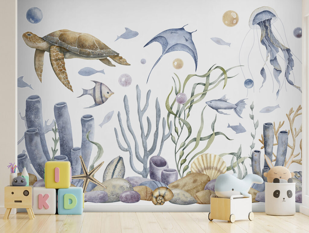 Riff in zartem Aquarell in einem Interieur